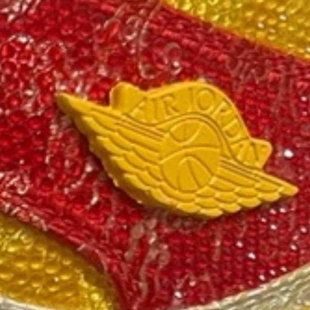 Custom Red, Yellow Rhinestone Crystal Nike Air Jordan Sneakers,Size Euro 41,